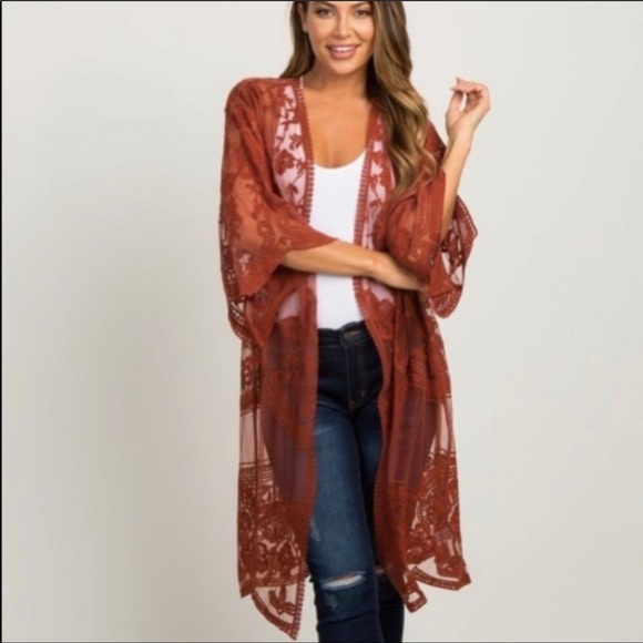 🍎LAST DAY 9/28🍎REBELLION AGAIN DUSTER CARDY BLUSH PINK LACE S - Picture 2 of 8